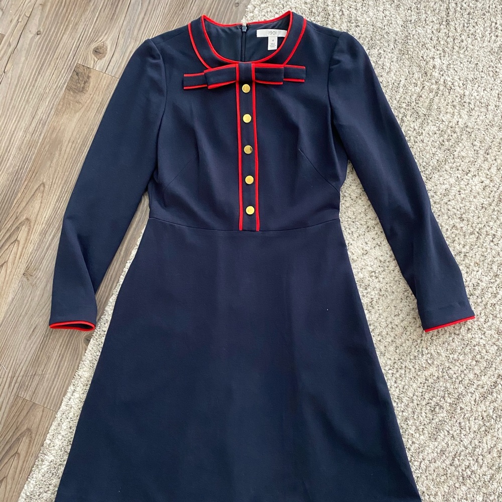 Nordstrom 1901 Navy/Red Bow Dress
